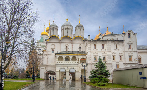 Assumption Cathedral and the Patriarch's Palace with Church of Twelve Apostles in Cathedral square of the Moscow Kremlin, Moscow, Russia