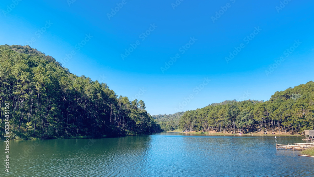 lake and mountains