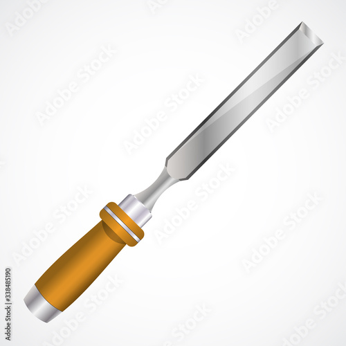 Vector illustration of chisel on white background. Hand tools for working wood