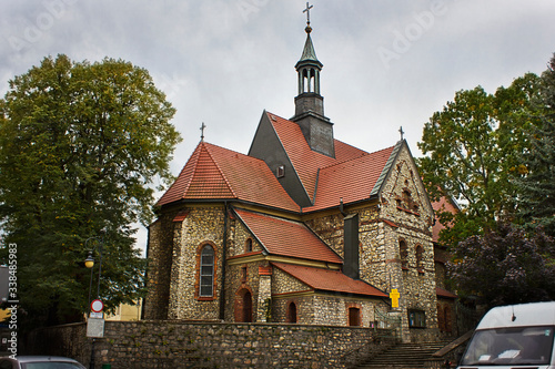 Catholic church in the city of Chrzanow, Poland. Sights of Poland. Europe photo