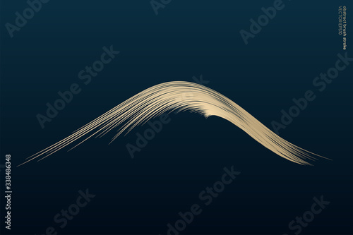 Abstract vector zen art by gold brush stroke look like a mountain isolated on dark teal blue background