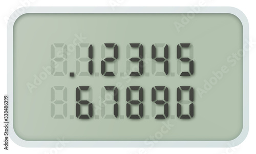 Realistic Calculator LCD Display and Digital Numbers, Vector Template