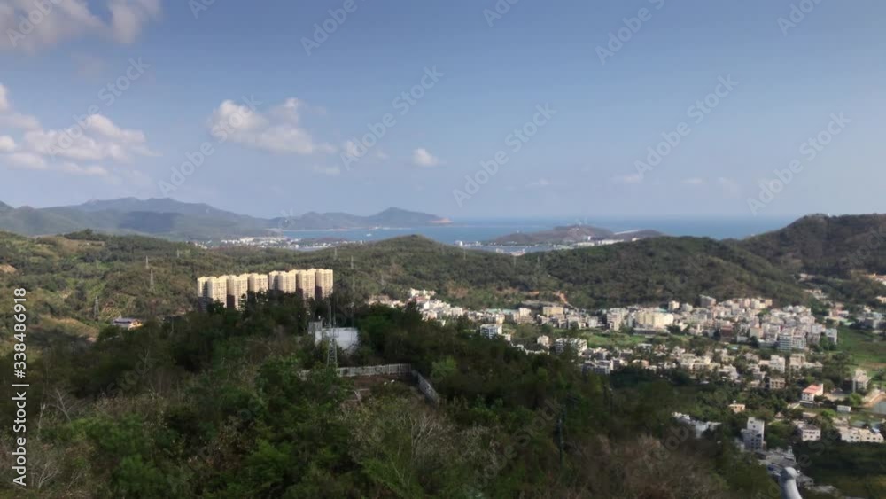 landscape of Hainan Island Chinese Hawaii, time lapse with mountains, islands, blue sky and moving clouds landscape of Hainan Island Chinese Hawaii, time lapse with mountains, islands, blue sky and moving clouds