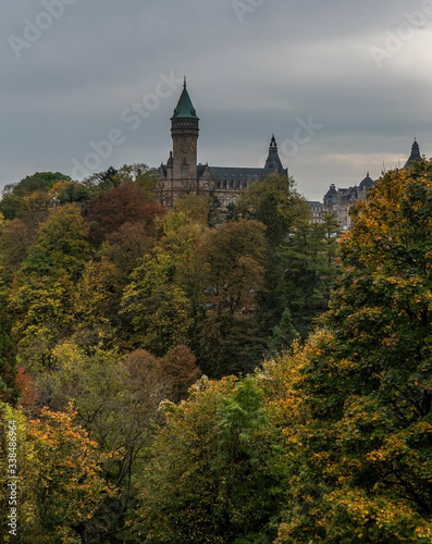 Luxembourg. View of the city and the autumn forest in the foreground