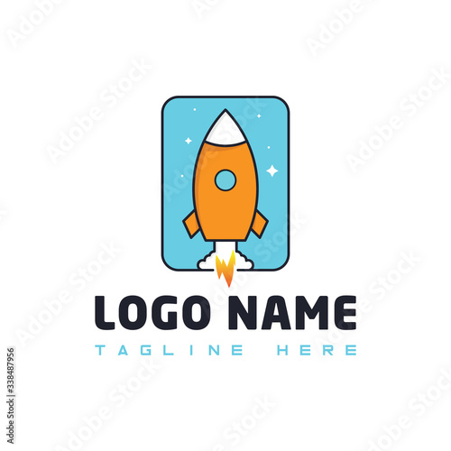 Vector flying rockets, space shuttles, spaceship launch, aviation, star and sky. Icons and logo design elements