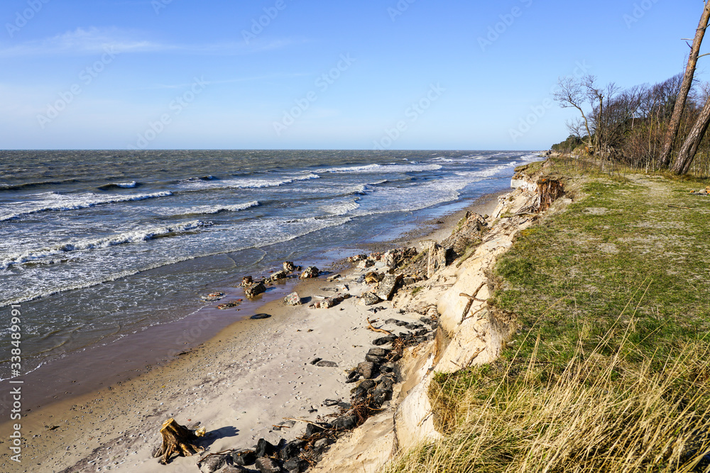 erosion of the Baltic Sea coast by strong winds