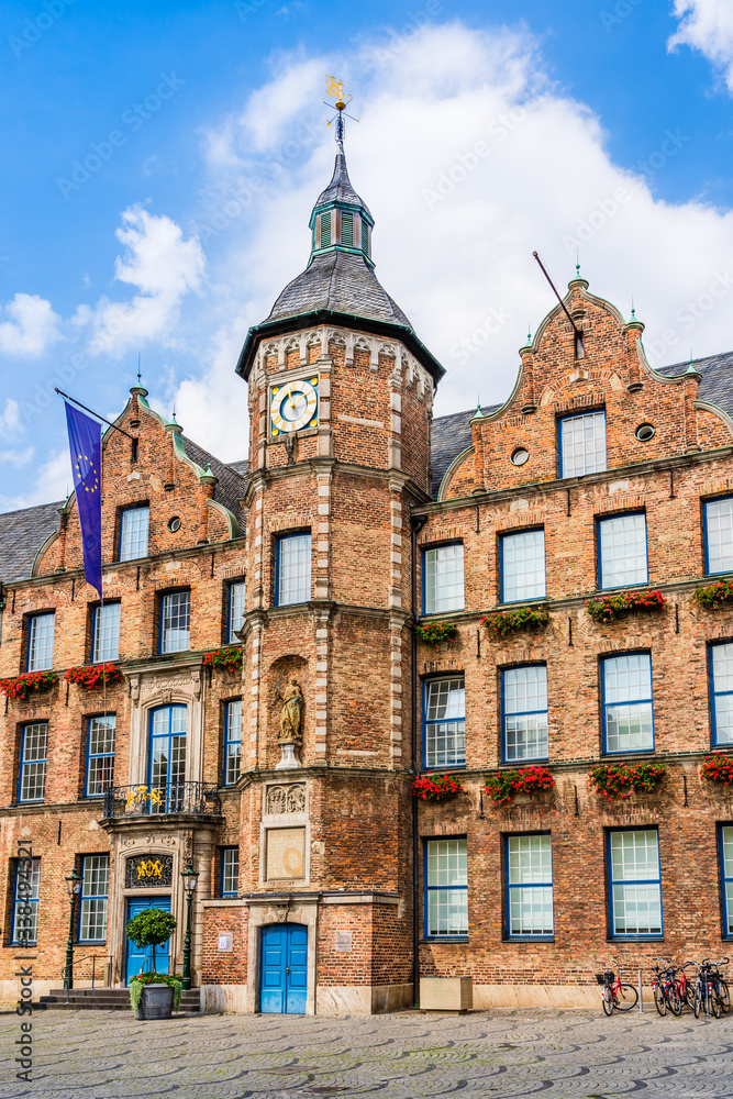 The town hall in the old town market square in Dusseldorf, West Rhine Westphalia, Germany