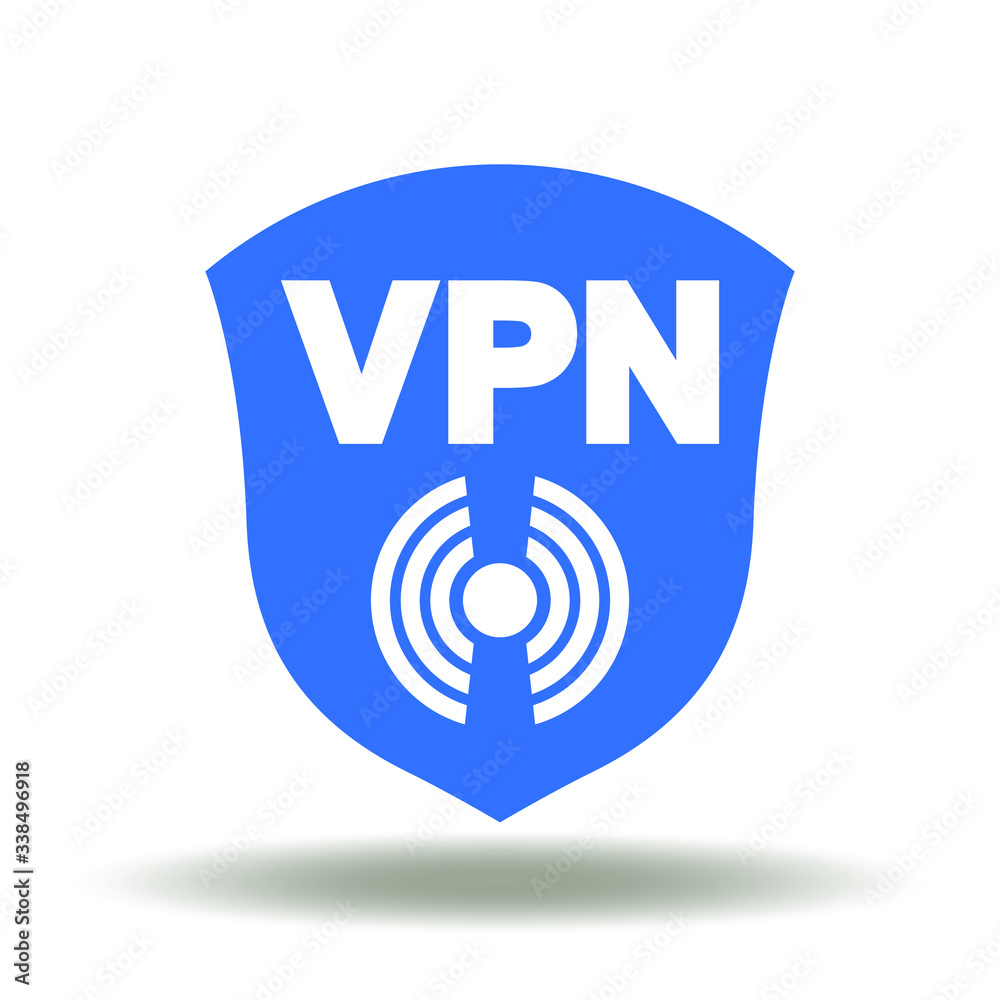 Shield VPN Radio Wave Signal Icon Vector. Secure Internet Data Protocol ...
