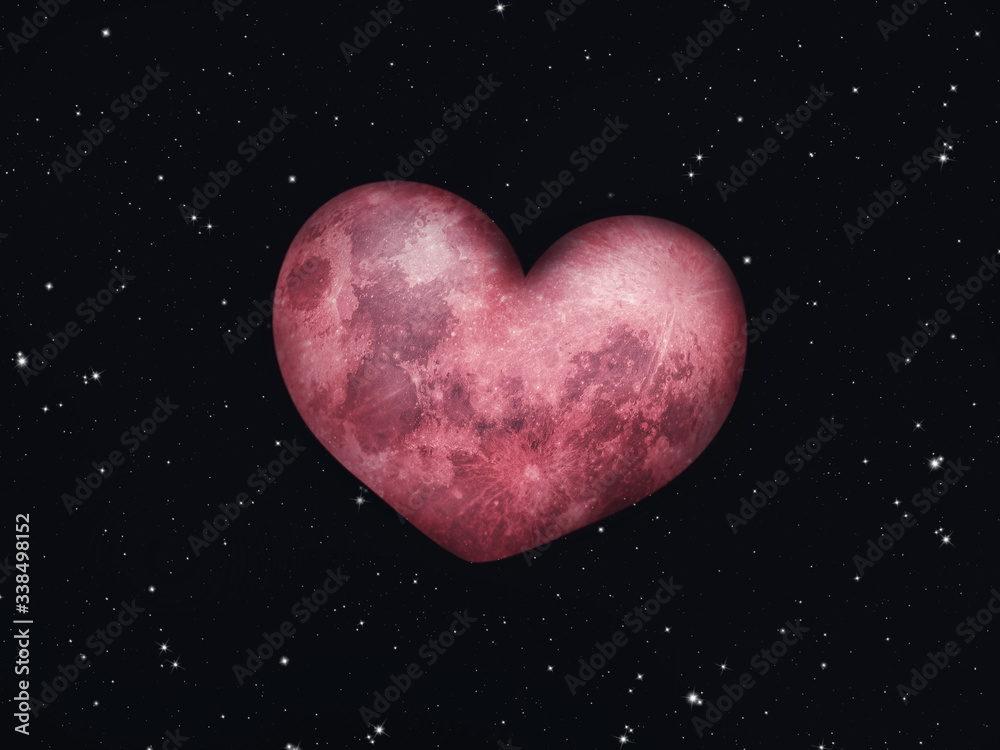 Red heart shaped moon
