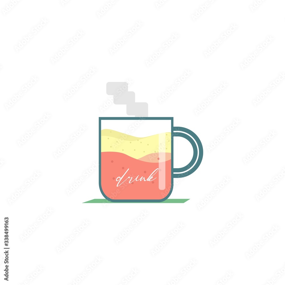 Glass Drinking syrup flat illustration Glass Drinking syrup flat illustration