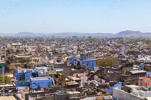 Buildings and Machla Hills in Udaipur photo