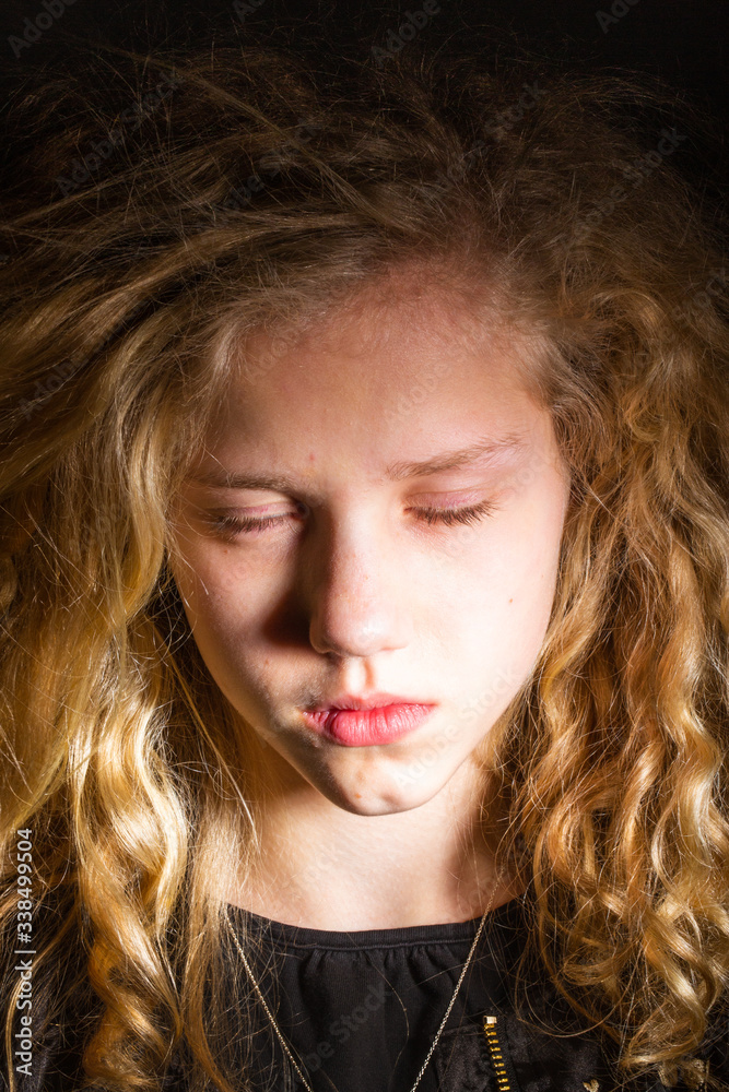 Blond Girl Portrait with closed eyes Blond Girl Portrait with closed eyes
