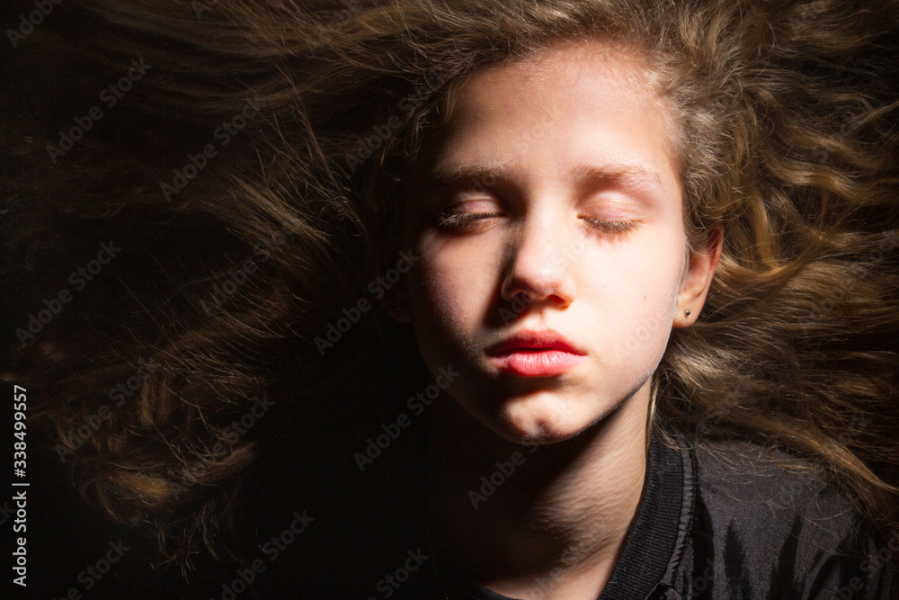 Blond Girl Portrait with wind