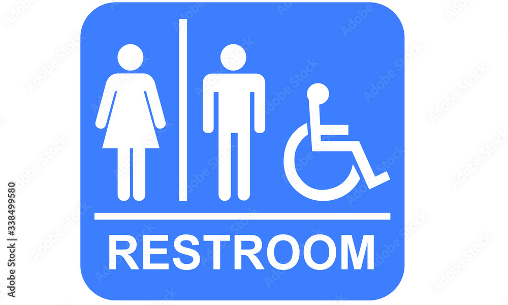 Restroom Sign with Female male and The International Symbol of Access (ISA), also known as the (International) Wheelchair Symbol illustration Restroom Sign with Female male and The International Symbol of Access (ISA), also known as the (International) Wheelchair Symbol illustration