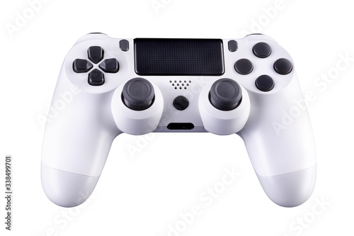 Fototapeta Naklejka Na Ścianę i Meble -  White video game joystick gamepad isolated on a white background