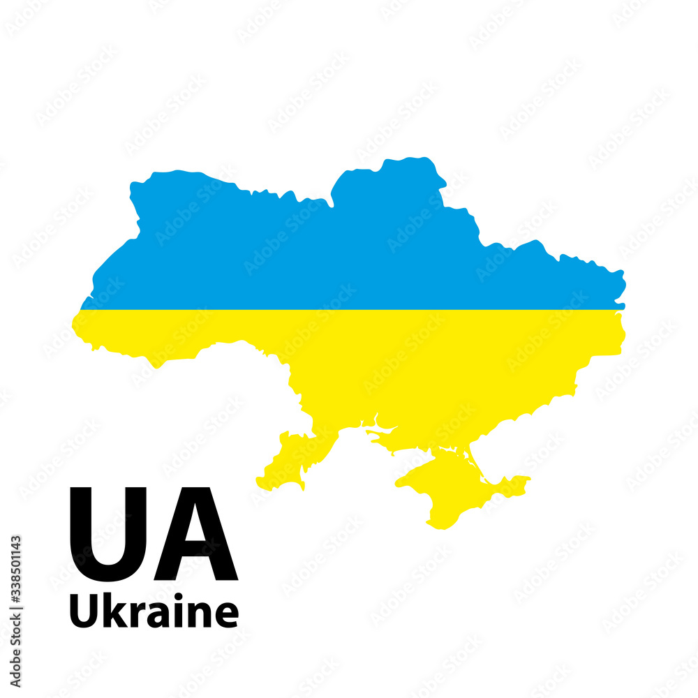 Map of Ukraine with Flag