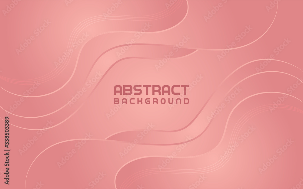 Fototapeta Rose background with wavy shapes in 3d style