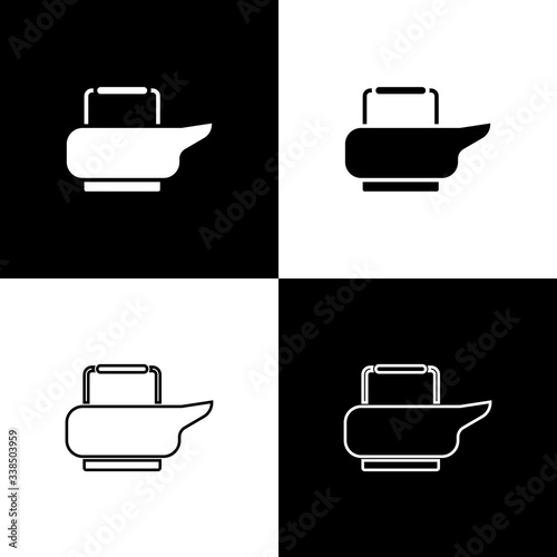Set Bedpan icon isolated on black and white background. Toilet for bedridden patients.  Vector Illustration