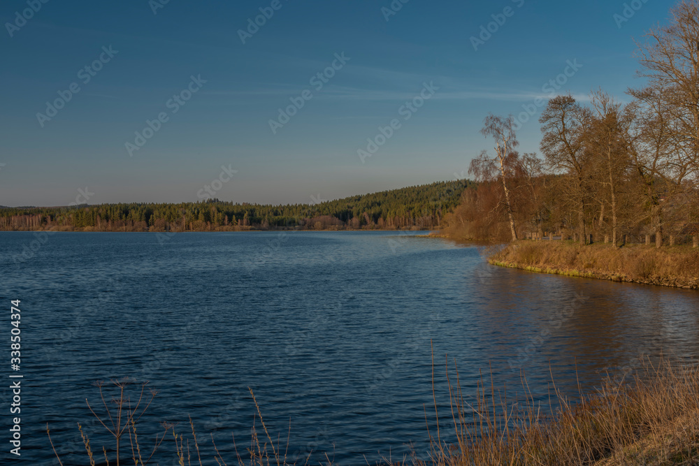 Olsina pond near Hodnov village in spring sunny evening