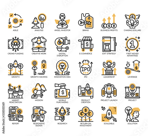 Set of startup thin line and pixel perfect icons for any web and app project. photo