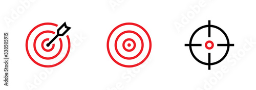 Set of Goal, Target and Aim icons. Editable line vector. photo