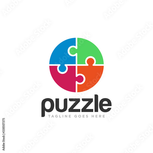 Puzzle Pieces Logo Design Vector