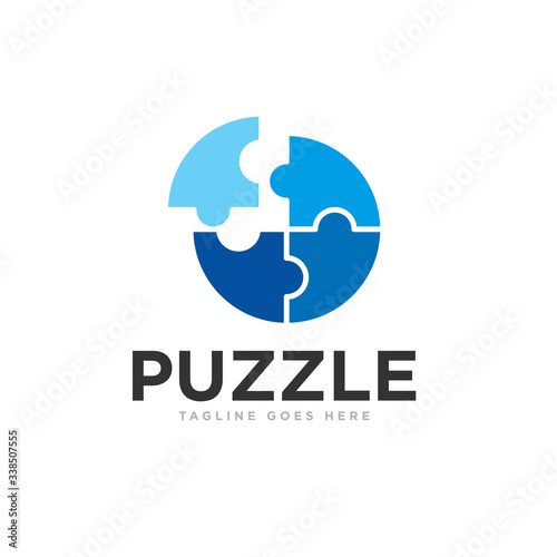 Puzzle Pieces Logo Design Vector