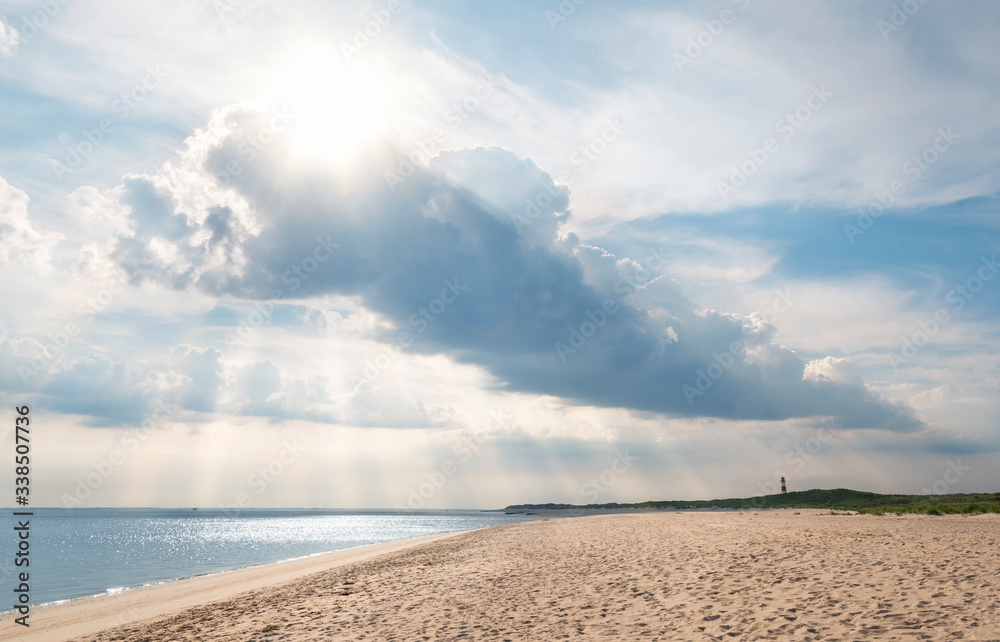 Beach landscape on Sylt island with beautiful clouds