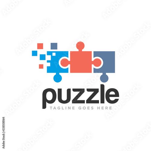 Puzzle Pieces Logo Design Vector