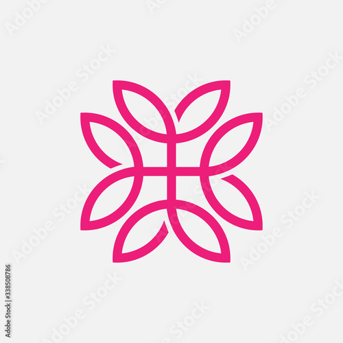 Abstract line minimal pattern leaf floral logo design