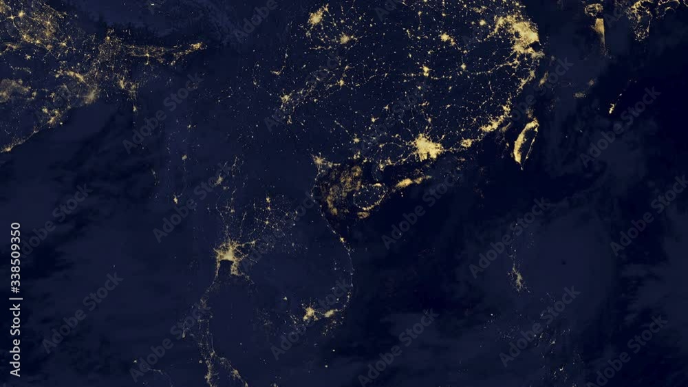 Planet earth seen from the space zoom and panning close up to Asian continent cities lights at night. - Elements of this animation furnished by NASA Planet earth seen from the space zoom and panning close up to Asian continent cities lights at night. - Elements of this animation furnished by NASA