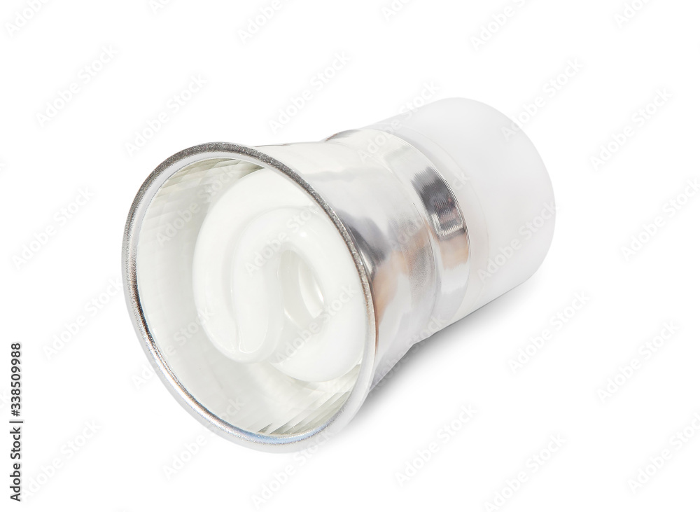 Energy saving lamp with reflector isolated on white. Energy saving lamp with reflector isolated on white.