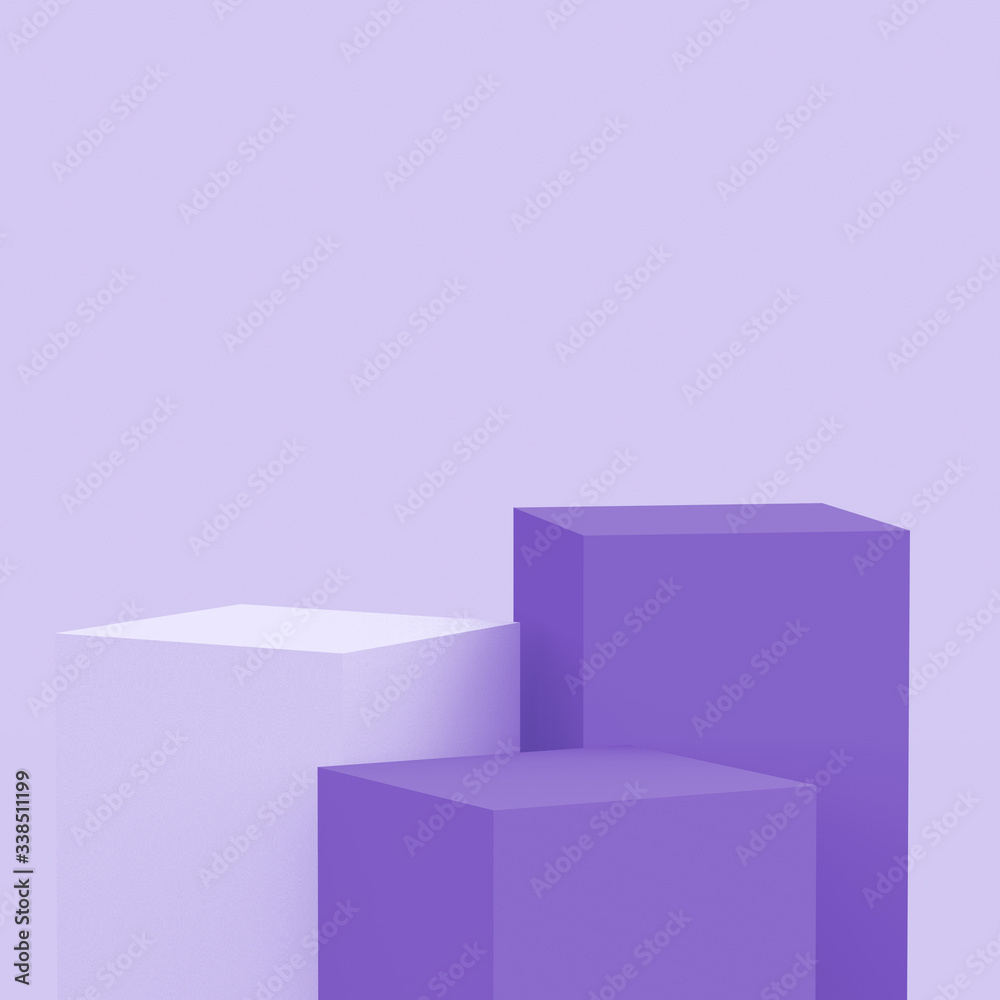 3d purple violet and white cubes square podium minimal studio background. Abstract 3d geometric shape object illustration render. Display for cosmetic perfume fashion product. 3d purple violet and white cubes square podium minimal studio background. Abstract 3d geometric shape object illustration render. Display for cosmetic perfume fashion product.