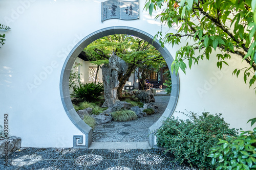 Картината върху платно Japanese Tea Garden doorway in Portland, OR, October 10, 2018