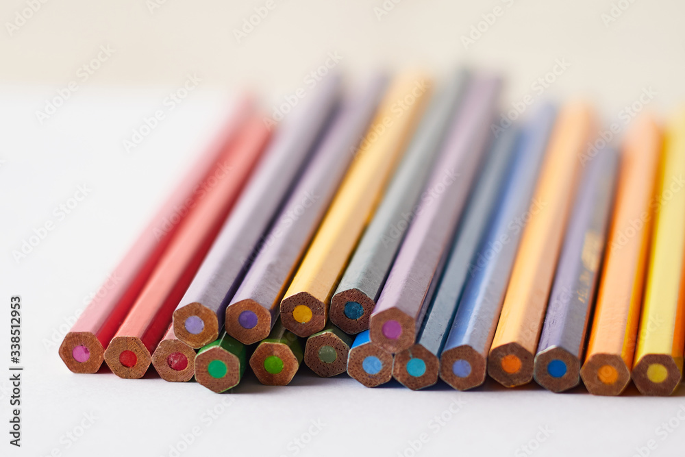 Color pencils on white background. Color pencils on white background.