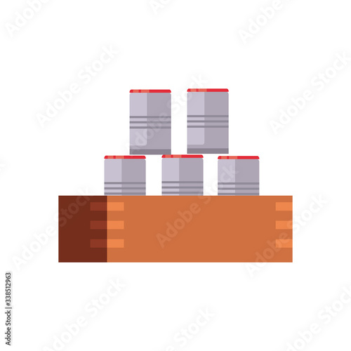 charity donations concept, canned food stack icon, flat style