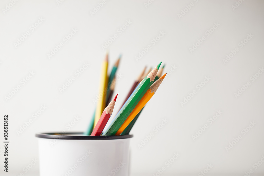 Color pencils on white background. Color pencils on white background.