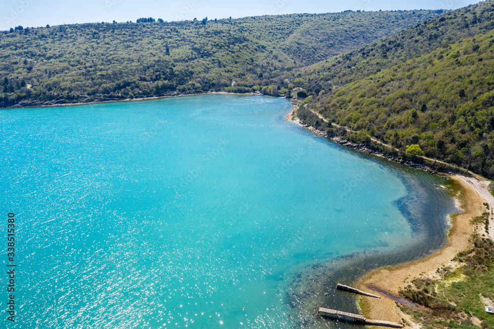 An aerial view of Blaz bay, Istria, Croatia