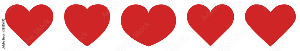 Set icon hearts. Heart logo design collection. Valentine's day. Heart, love, romance,red vector icon for apps and websites, vector set reds heart. Vector illustration.
