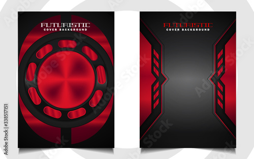 Abstract futuristic cover a4 background template with red technology style concept on black shapes. Modern layout vector design can use banner gaming, presentation business sport, automotive event
