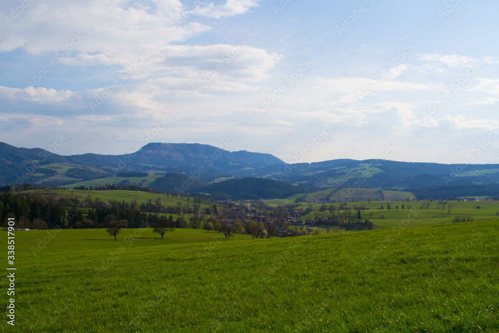 Obraz premium Austria, Alps mountains and landscape, hiking in the mountains, styria.