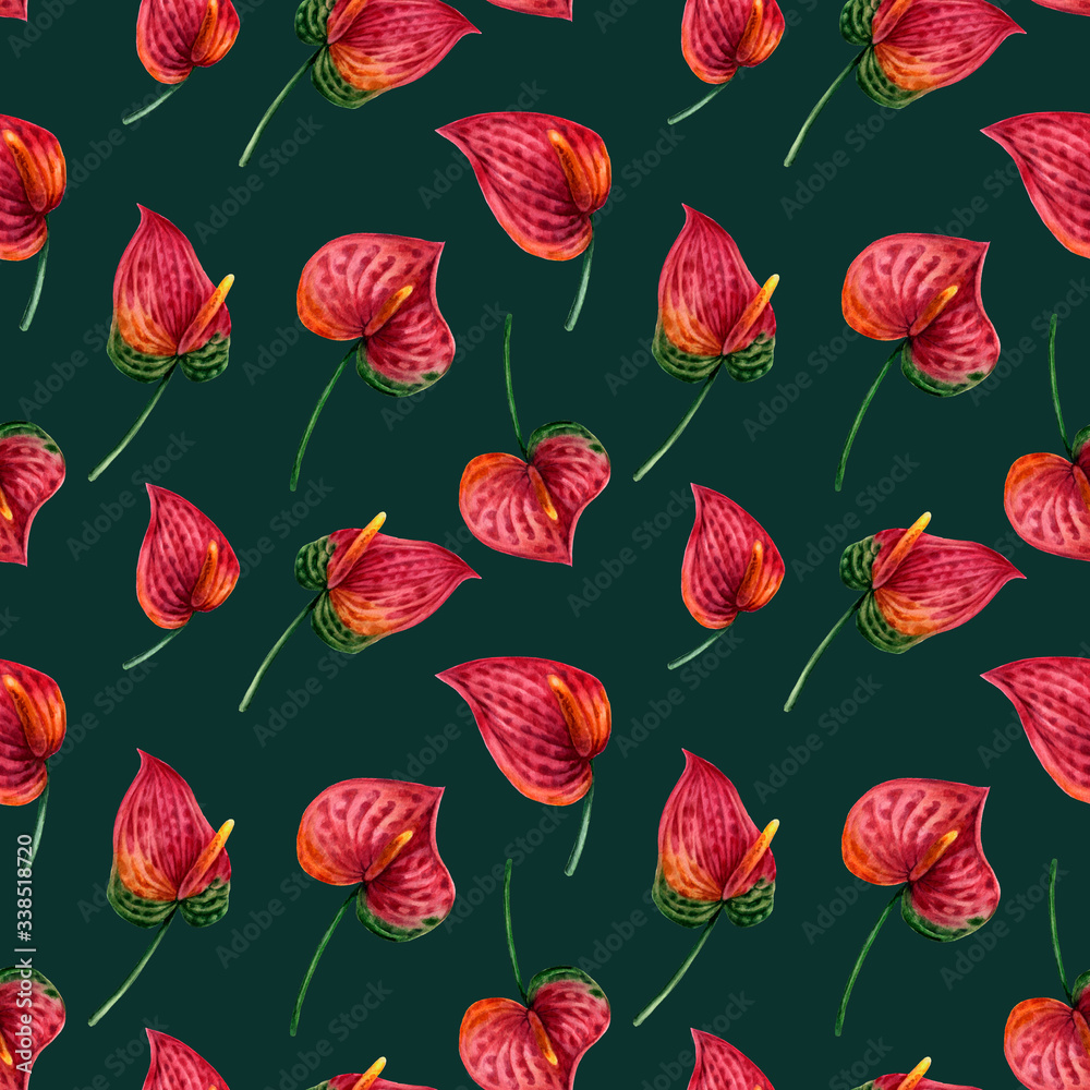 Pattern with tropical flowers