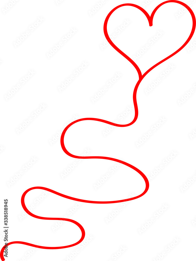 Red heart - outline drawing for an emblem or logo. Template for greeting card for Valentine's Day. Red heart - outline drawing for an emblem or logo. Template for greeting card for Valentine's Day.