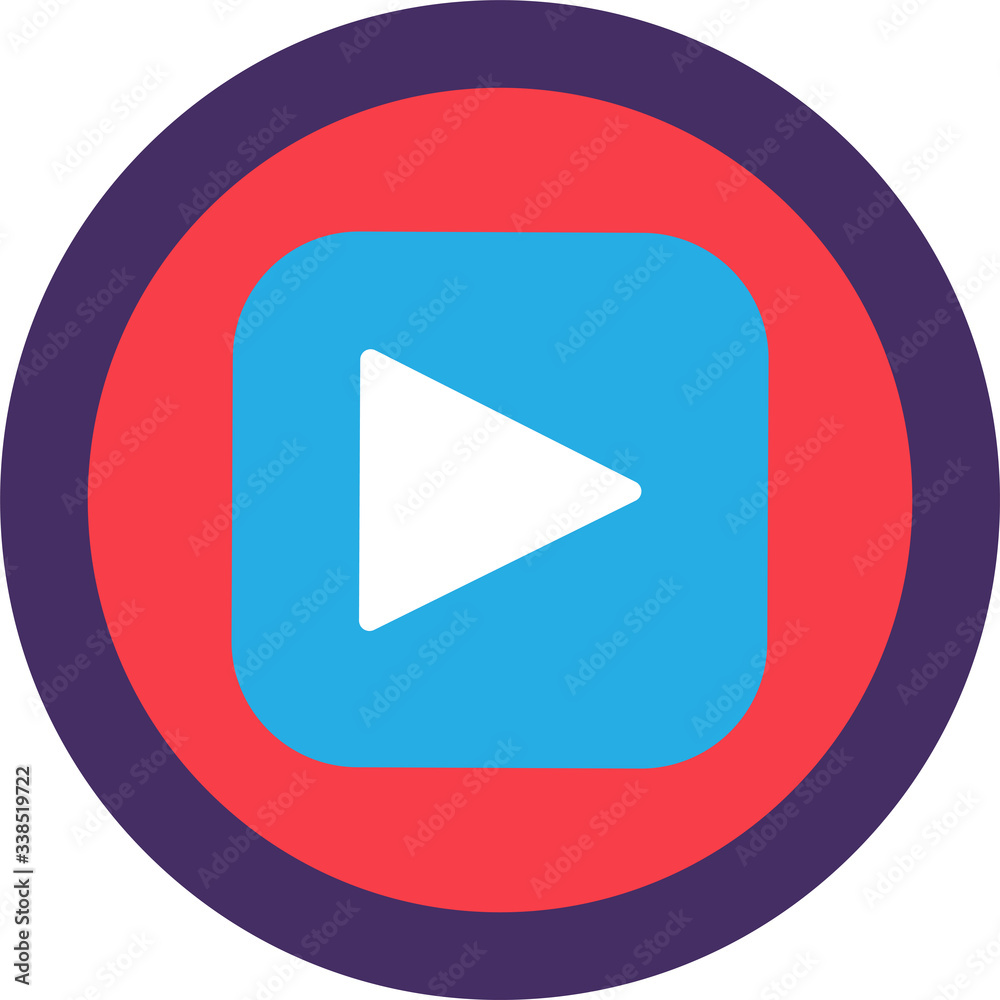 Play Button Flat Icon Design, Web App Sign Vector Play Button Flat Icon Design, Web App Sign Vector
