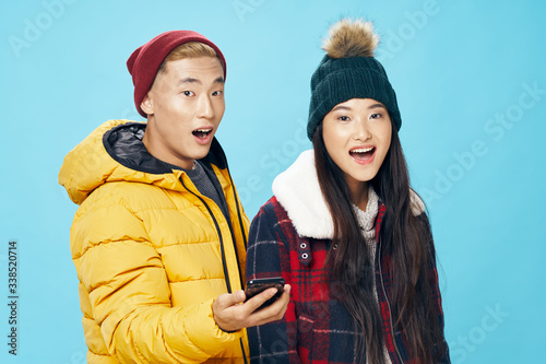 young couple in winter