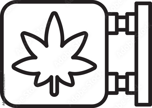 Black line Marijuana and cannabis store icon isolated on white background. Equipment and accessories for smoking, storing medical cannabis.  Vector Illustration