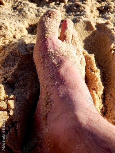 pés, pisada, areia, natureza, homem