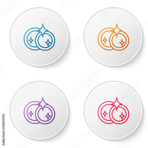 Color line Washing dishes icon isolated on white background. Cleaning dishes icon. Dishwasher sign. Clean tableware sign. Set icons in circle buttons. Vector Illustration