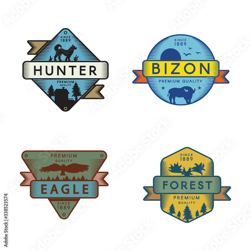 Forest animals vector logo templates set