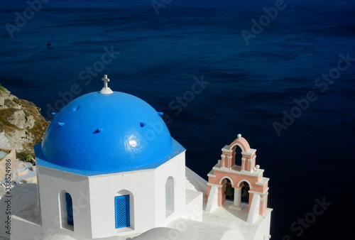 Churches of santorini, greece and the sea